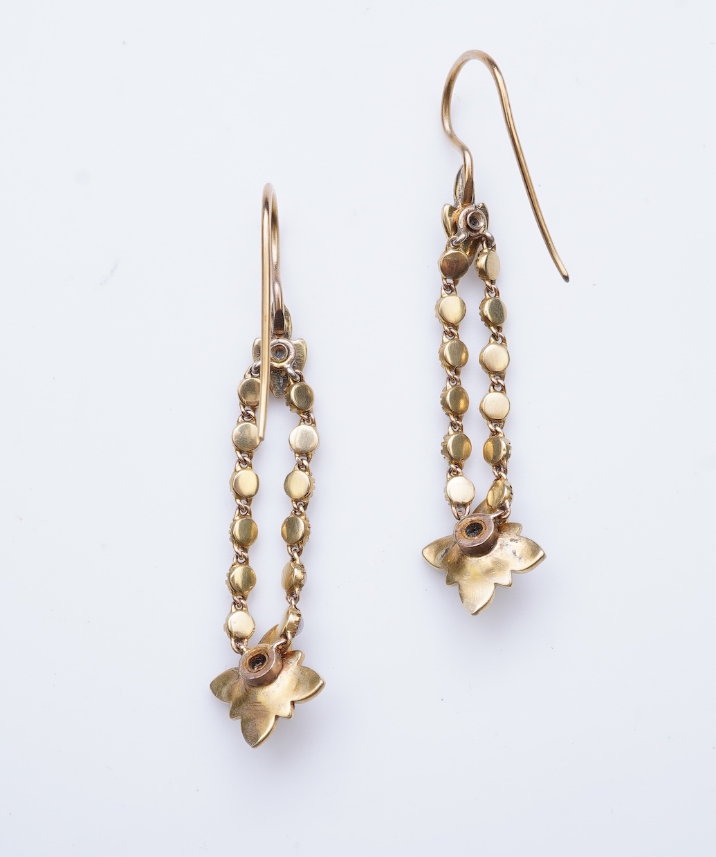 A pair of Edwardian seed pearl earrings, early 20th century composite